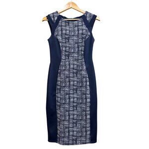 Enfocus Studio Womens Sleeveless Sheath Dress Size 4 Navy/White